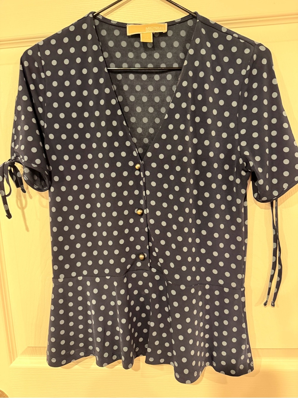 Michael Kors Navy and Light Blue Polka Dot Blouse